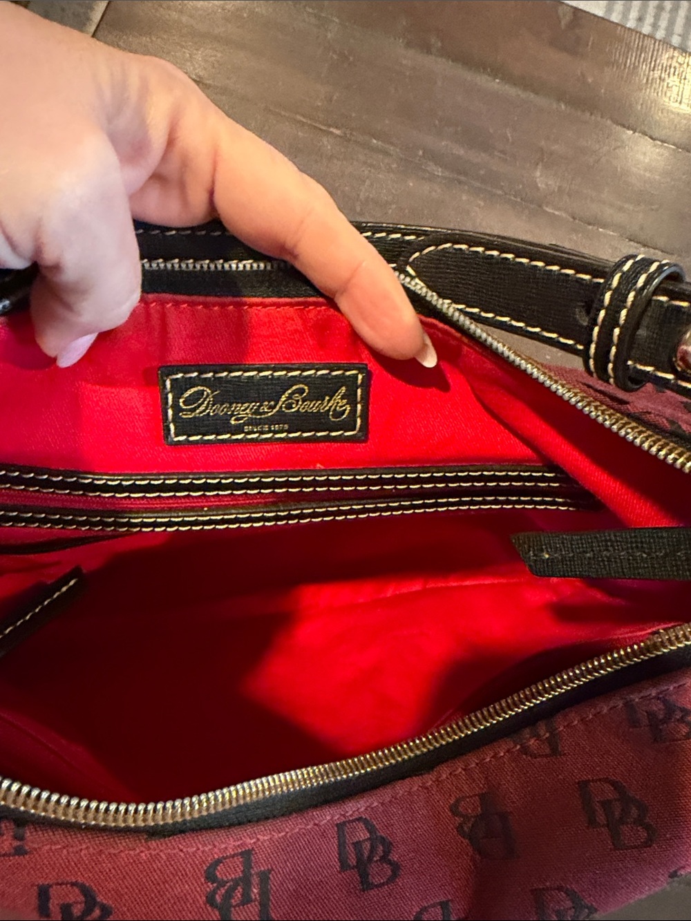 Dooney & Bourke Burgundy Monogram Shoulder Hobo - Picture 11 of 16
